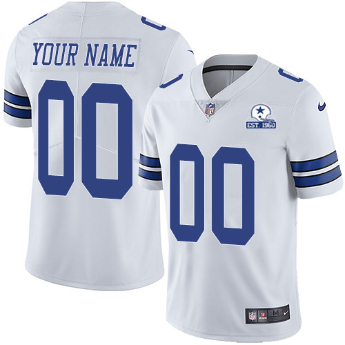 Men's Dallas Cowboys ACTIVE PLAYER Custom White With Established In 1960 Patch Limited Stitched Jersey